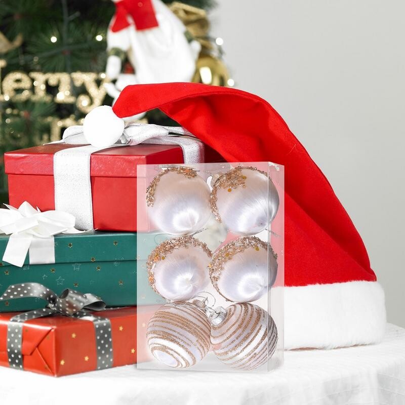 6db bársonyos karácsonyi bál szett karácsonyi díszek bársony labda fém zsinórral karácsonyi golyók tömeges karácsonyi báli díszek