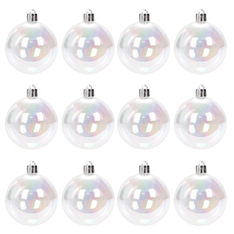 12/24/36 kom. 4 CM božićna kugla sa šarenicama, prozirna, otporna na udarce DIY blagdanska dekoracija, božićno drvce, viseća kugla, festivalski poklon