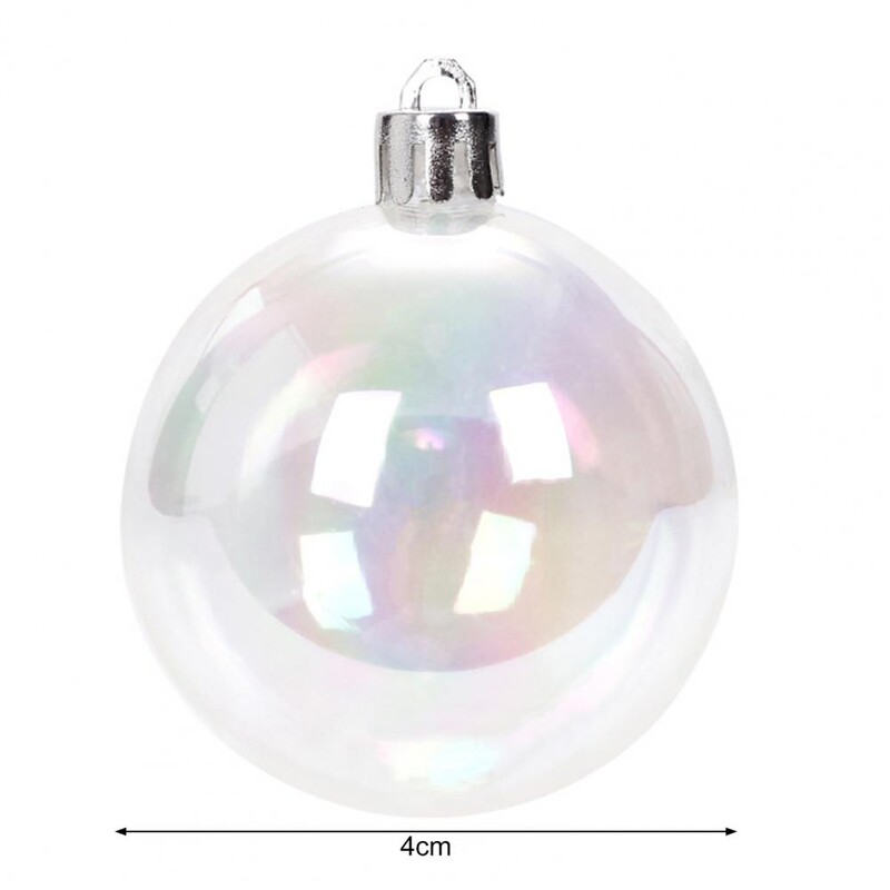 12/24/36 kom. 4 CM božićna kugla sa šarenicama, prozirna, otporna na udarce DIY blagdanska dekoracija, božićno drvce, viseća kugla, festivalski poklon