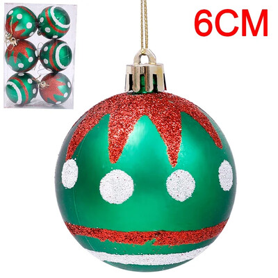 6 tk jõulukuuse pallid Jõulupall jõulupuu jaoks Riputatav mitmevärviline dekoratiivne pallide kaunistused Uusaasta kingitused peokaunistused