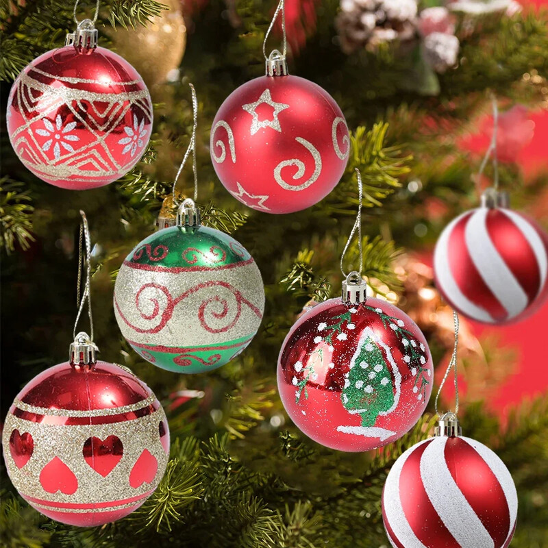 6 tk jõulukuuse pallid Jõulupall jõulupuu jaoks Riputatav mitmevärviline dekoratiivne pallide kaunistused Uusaasta kingitused peokaunistused