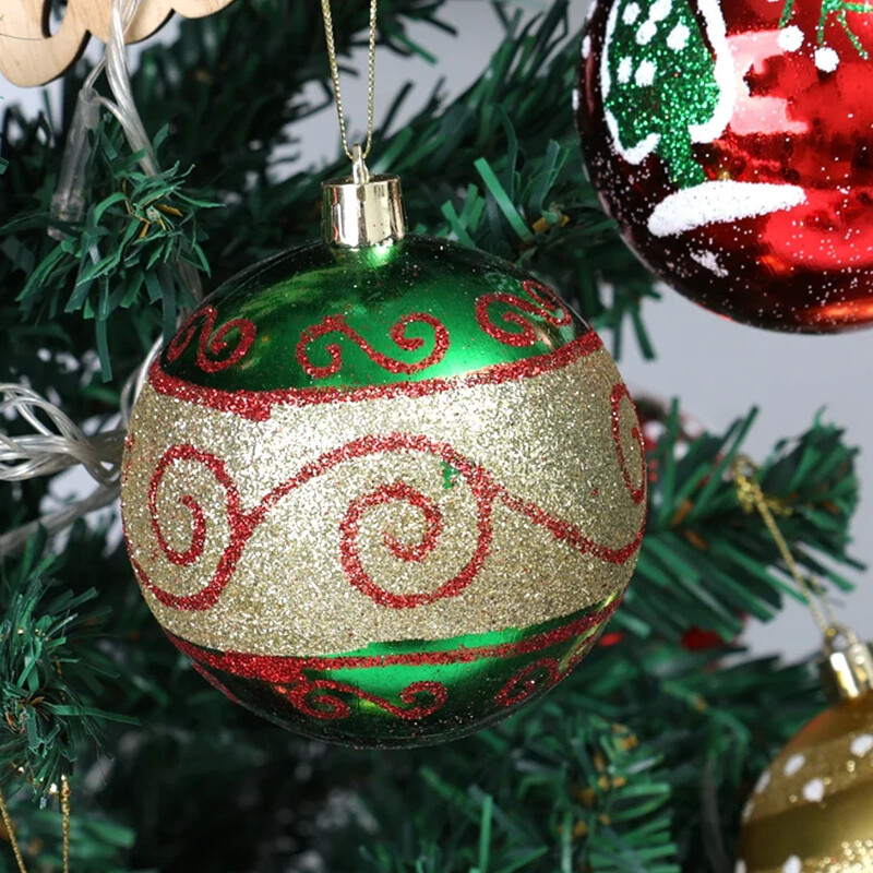 6 tk jõulukuuse pallid Jõulupall jõulupuu jaoks Riputatav mitmevärviline dekoratiivne pallide kaunistused Uusaasta kingitused peokaunistused