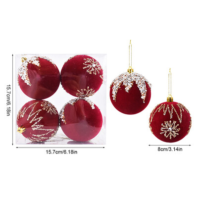 8 cm kalėdiniai bordo spalvos aksominiai rutuliukai, kalėdiniai kabantys papuošalai, raudoni vyno rutuliai, vestuvių metinių vakarėlio Kalėdų eglutės dekoras