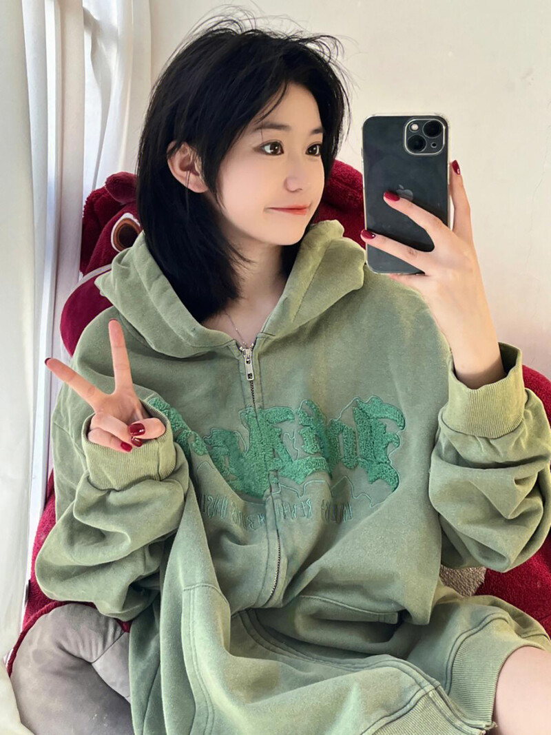 Γυναικείες ρετρό κουκούλες με φερμουάρ Μακρυμάνικο μπουφάν Casual μπλούζες με κουκούλα μεγάλου μεγέθους Y2k Streetwear για ζευγάρια γράμματα Devil Tops