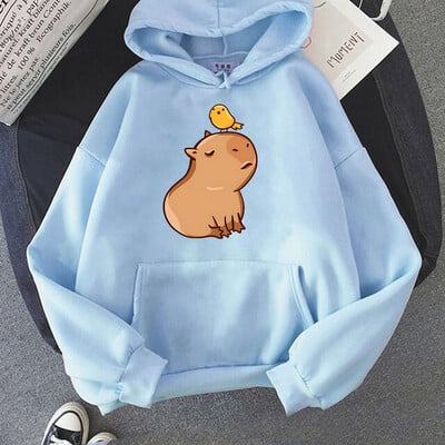 Capybara with His Bird Friend Hoodies Ženska Kawaii Animal Cartoon Graphic Sweatshirt majica za dječake/djevojčice dugih rukava Muška majica Y2k odjeća