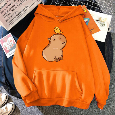 Capybara with His Bird Friend Hoodies Ženska Kawaii Animal Cartoon Graphic Sweatshirt majica za dječake/djevojčice dugih rukava Muška majica Y2k odjeća