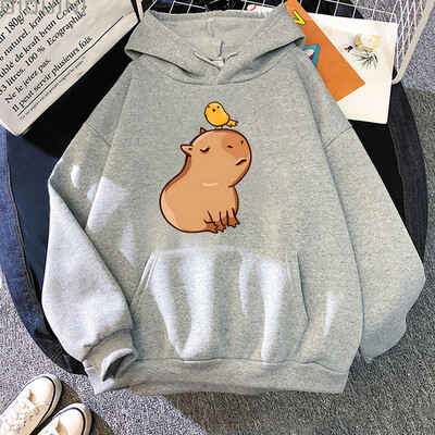 Capybara with His Bird Friend Hoodies Ženska Kawaii Animal Cartoon Graphic Sweatshirt majica za dječake/djevojčice dugih rukava Muška majica Y2k odjeća