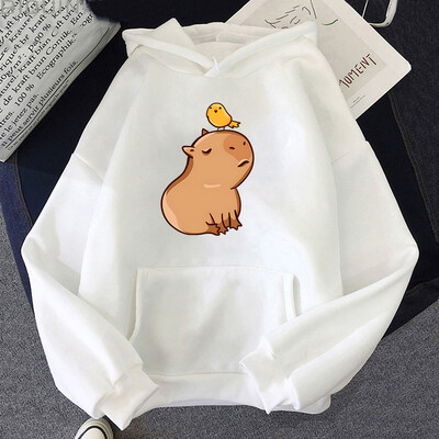 Capybara with His Bird Friend Hoodies Ženska Kawaii Animal Cartoon Graphic Sweatshirt majica za dječake/djevojčice dugih rukava Muška majica Y2k odjeća