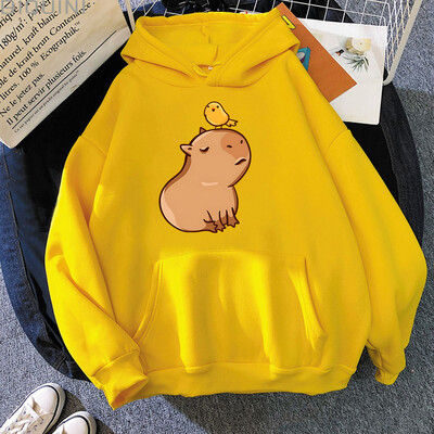 Capybara with His Bird Friend Hoodies Ženska Kawaii Animal Cartoon Graphic Sweatshirt majica za dječake/djevojčice dugih rukava Muška majica Y2k odjeća
