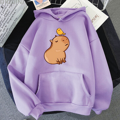 Capybara with His Bird Friend Hoodies Ženska Kawaii Animal Cartoon Graphic Sweatshirt majica za dječake/djevojčice dugih rukava Muška majica Y2k odjeća