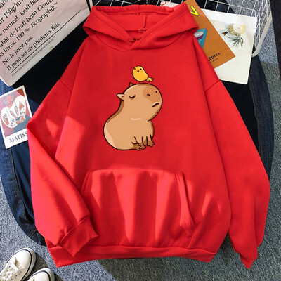 Capybara with His Bird Friend Hoodies Ženska Kawaii Animal Cartoon Graphic Sweatshirt majica za dječake/djevojčice dugih rukava Muška majica Y2k odjeća