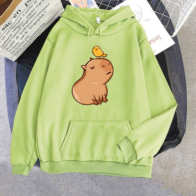 Capybara with His Bird Friend Hoodies Ženska Kawaii Animal Cartoon Graphic Sweatshirt majica za dječake/djevojčice dugih rukava Muška majica Y2k odjeća