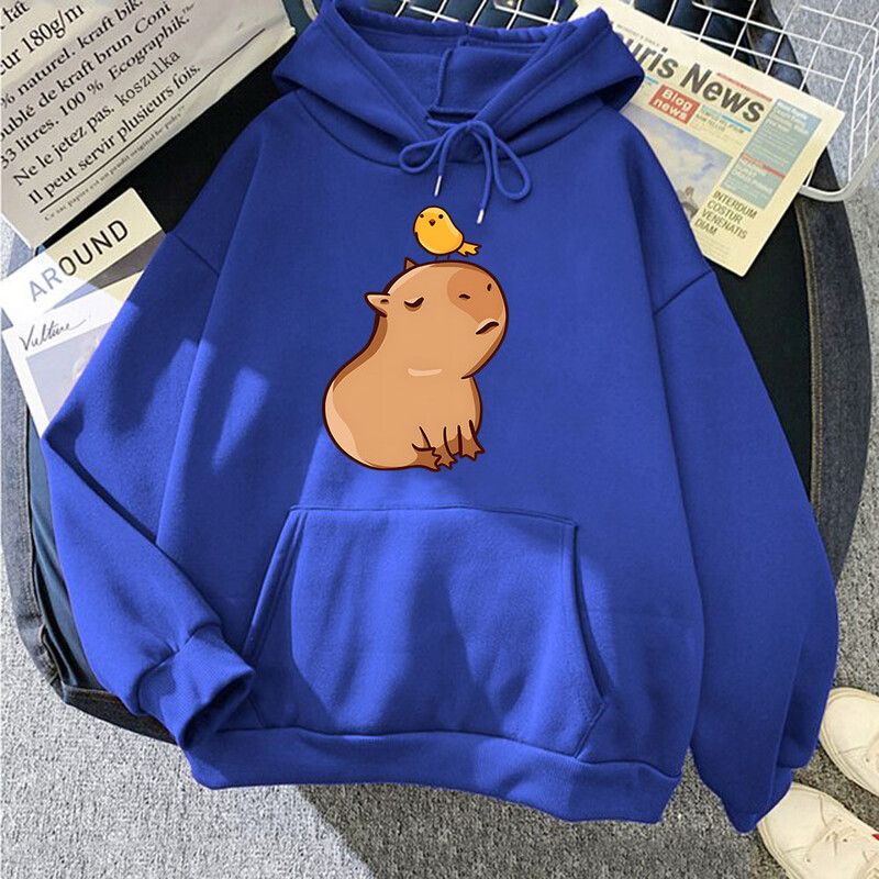 Capybara with His Bird Friend Hoodies Ženska Kawaii Animal Cartoon Graphic Sweatshirt majica za dječake/djevojčice dugih rukava Muška majica Y2k odjeća