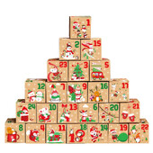 24gab/komplekts Ziemassvētku adventes kalendāra kastīte Kraftpapīra konfekšu kastīte 24 dienu atpakaļskaitīšana līdz Ziemassvētku dāvanu kastītēm Navidad Jaungada rotājumi