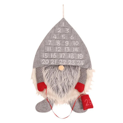 Calendar cu numărătoare inversă de Crăciun Calendar de Advent din pâslă de gnom suedez cu numărătoare inversă de Crăciun de buzunar pentru 25 de zile până la Crăciun