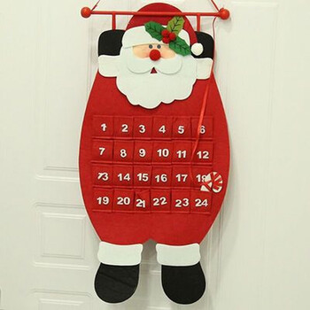 Christmas Hanging Advent Calendar Αντίστροφη μέτρηση για στολίδια δώρου Χριστουγεννιάτικου δέντρου Ημερολόγιο Άγιου Βασίλη με τσέπες