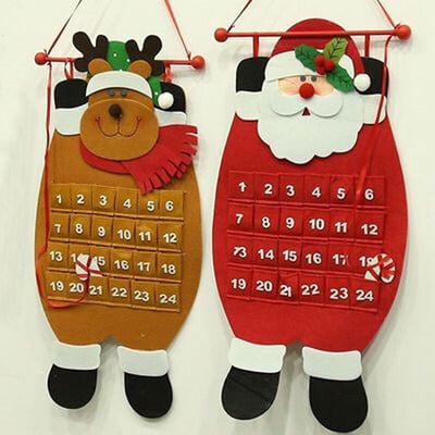 Christmas Hanging Advent Calendar Αντίστροφη μέτρηση για στολίδια δώρου Χριστουγεννιάτικου δέντρου Ημερολόγιο Άγιου Βασίλη με τσέπες