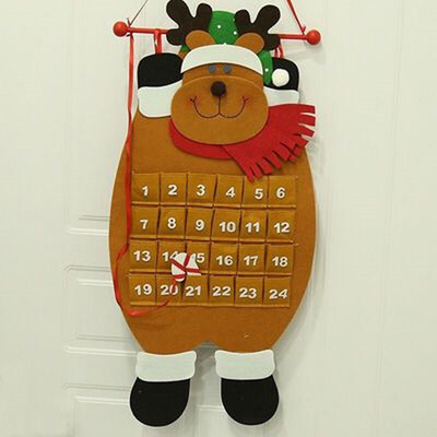 Christmas Hanging Advent Calendar Αντίστροφη μέτρηση για στολίδια δώρου Χριστουγεννιάτικου δέντρου Ημερολόγιο Άγιου Βασίλη με τσέπες