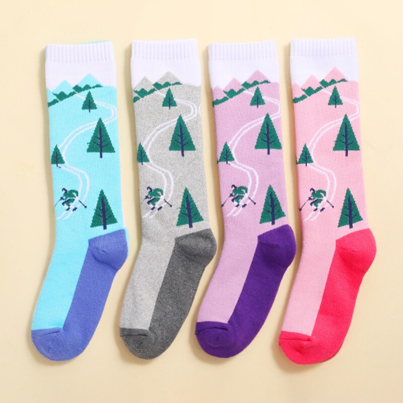 2 pāri bērniem ziemas termiskās zeķes sabiezinātas kokvilnas siltas zeķes āra snovbordam Riteņbraukšana pārgājieni Slēpes siltas zeķes kāju sildītājs