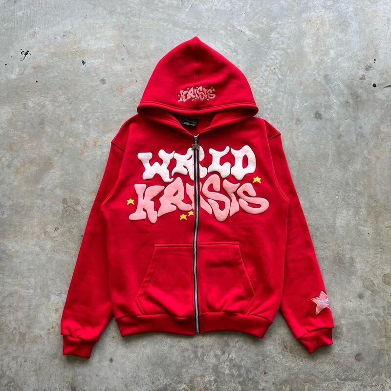 Hanorac cu glugă din spumă cu litere roz Harajuku 2024, europeni și americani, clasic, lejer casual bărbați și femei, haine y2k, hanorac cu fermoar