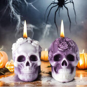 Craniu de Trandafir de Halloween Lumânare pentru aromaterapie Mucegai din silicon 3D Craniu Mucegai din rășină epoxidică pentru lumânare, decorare manuală DYIDIY
