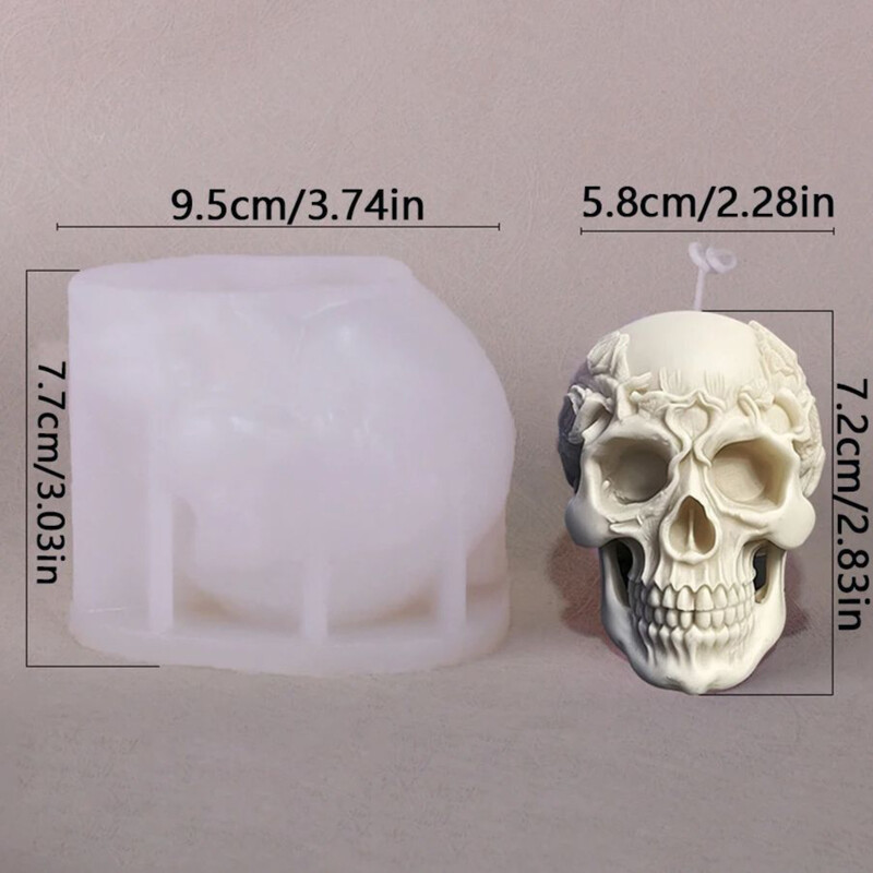 Craniu de Trandafir de Halloween Lumânare pentru aromaterapie Mucegai din silicon 3D Craniu Mucegai din rășină epoxidică pentru lumânare, decorare manuală DYIDIY