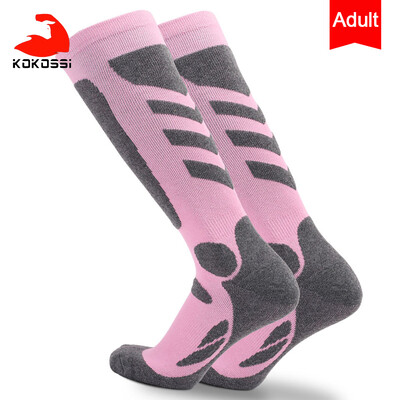 KoKossi Șosete de schi cu tub lung, prosop îngroșat, cu fundul de iarnă, sporturi în aer liber, absorbția transpirației, căldură, șosete de alpinism, bărbați