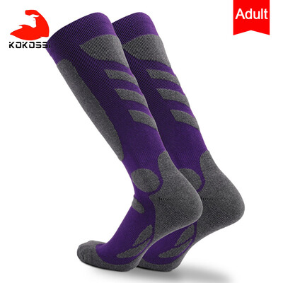 KoKossi Șosete de schi cu tub lung, prosop îngroșat, cu fundul de iarnă, sporturi în aer liber, absorbția transpirației, căldură, șosete de alpinism, bărbați