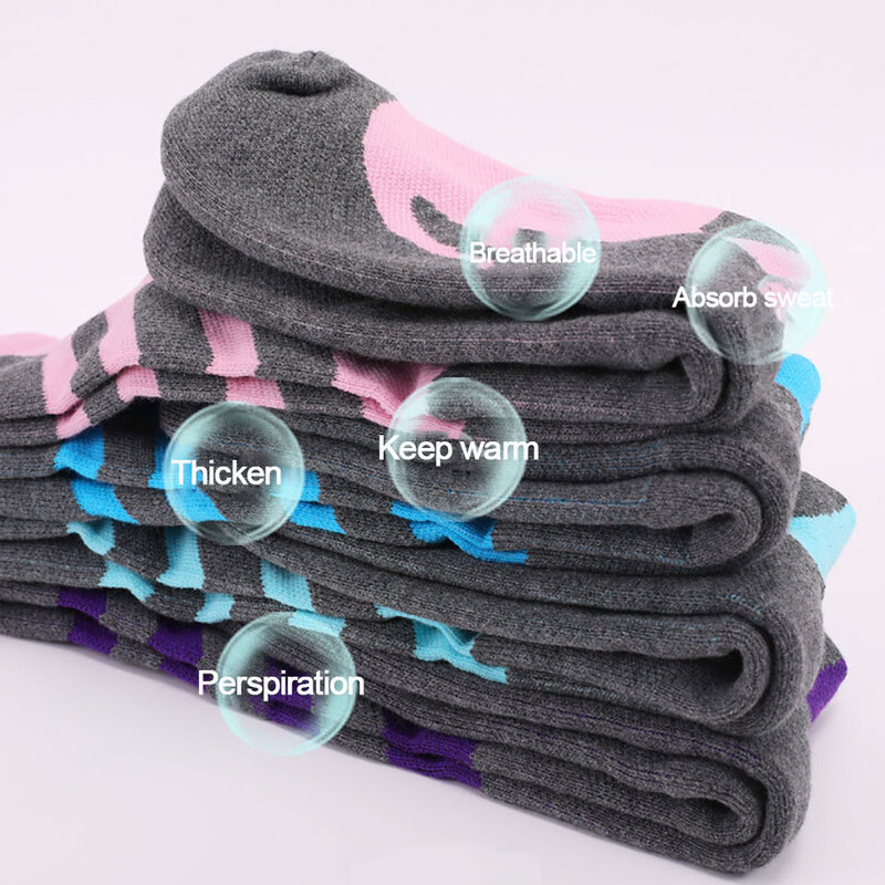 KoKossi Șosete de schi cu tub lung, prosop îngroșat, cu fundul de iarnă, sporturi în aer liber, absorbția transpirației, căldură, șosete de alpinism, bărbați