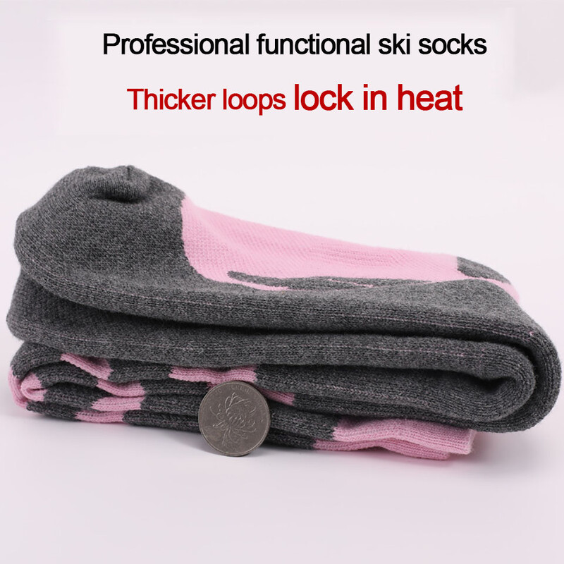 KoKossi Șosete de schi cu tub lung, prosop îngroșat, cu fundul de iarnă, sporturi în aer liber, absorbția transpirației, căldură, șosete de alpinism, bărbați