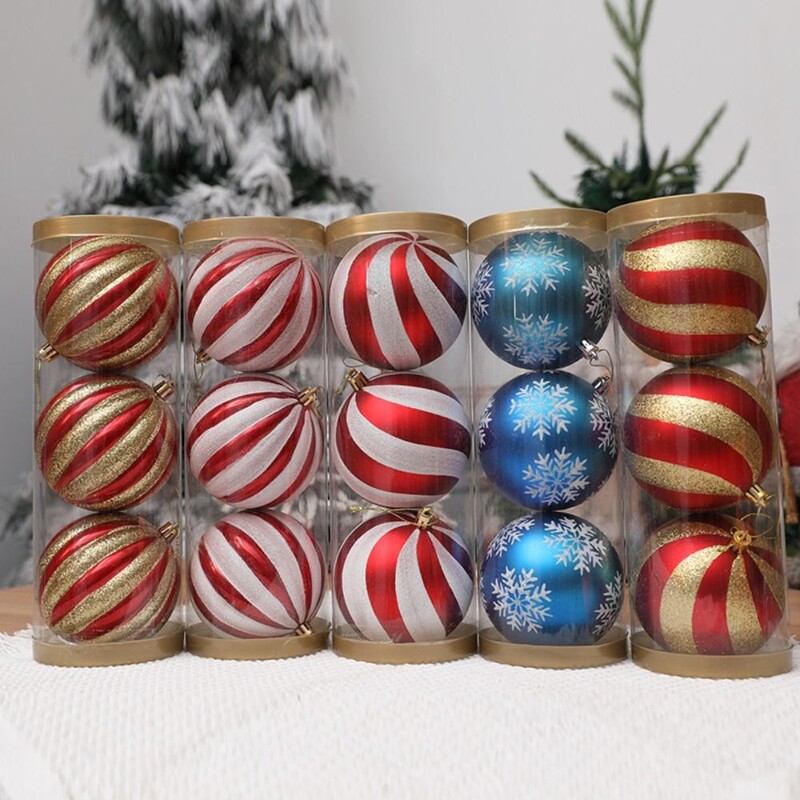 10/12/15 cm apgleznotas Ziemassvētku bumbiņas kulons karikatūra krāsaina, galvanizēta Ziemassvētku piekaramās bumbas