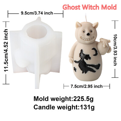 1 gab 3D galvaskausa spoku sikspārņa ragana silikona sveces veidne ķirbju DIY epoksīda sveķu apmetums ģipša ornamenti Helovīna mājas dekoru veidne