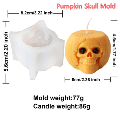 1 gab 3D galvaskausa spoku sikspārņa ragana silikona sveces veidne ķirbju DIY epoksīda sveķu apmetums ģipša ornamenti Helovīna mājas dekoru veidne