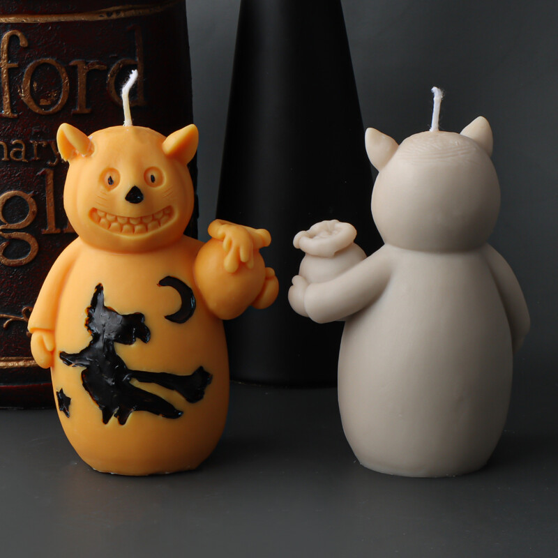 1 gab 3D galvaskausa spoku sikspārņa ragana silikona sveces veidne ķirbju DIY epoksīda sveķu apmetums ģipša ornamenti Helovīna mājas dekoru veidne