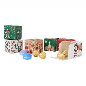 24 τμχ/σετ Χριστουγεννιάτικο Advent Calendar Box Kraft Paper Candy Box 24 Days Αντίστροφη μέτρηση για τα χριστουγεννιάτικα κουτιά δώρου Navidad Πρωτοχρονιάτικα διακοσμητικά