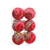 Minge de decor pentru brad de Crăciun Mingi de Crăciun irezistibile Ornamente Set de catifea cu șir metalic 6 buc Kit bile de Crăciun pentru piscină