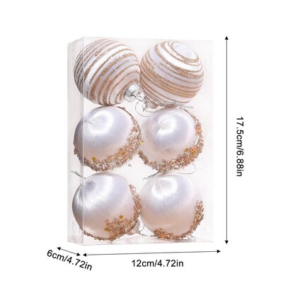 Minge de decor pentru brad de Crăciun Mingi de Crăciun irezistibile Ornamente Set de catifea cu șir metalic 6 buc Kit bile de Crăciun pentru piscină