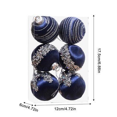Minge de decor pentru brad de Crăciun Mingi de Crăciun irezistibile Ornamente Set de catifea cu șir metalic 6 buc Kit bile de Crăciun pentru piscină