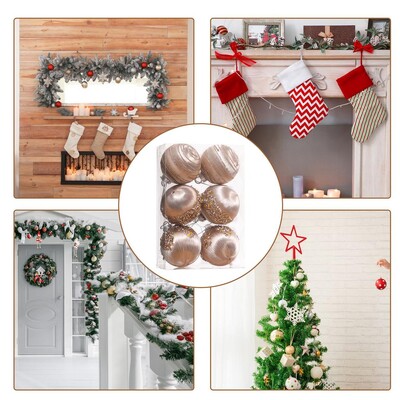 Minge de decor pentru brad de Crăciun Mingi de Crăciun irezistibile Ornamente Set de catifea cu șir metalic 6 buc Kit bile de Crăciun pentru piscină
