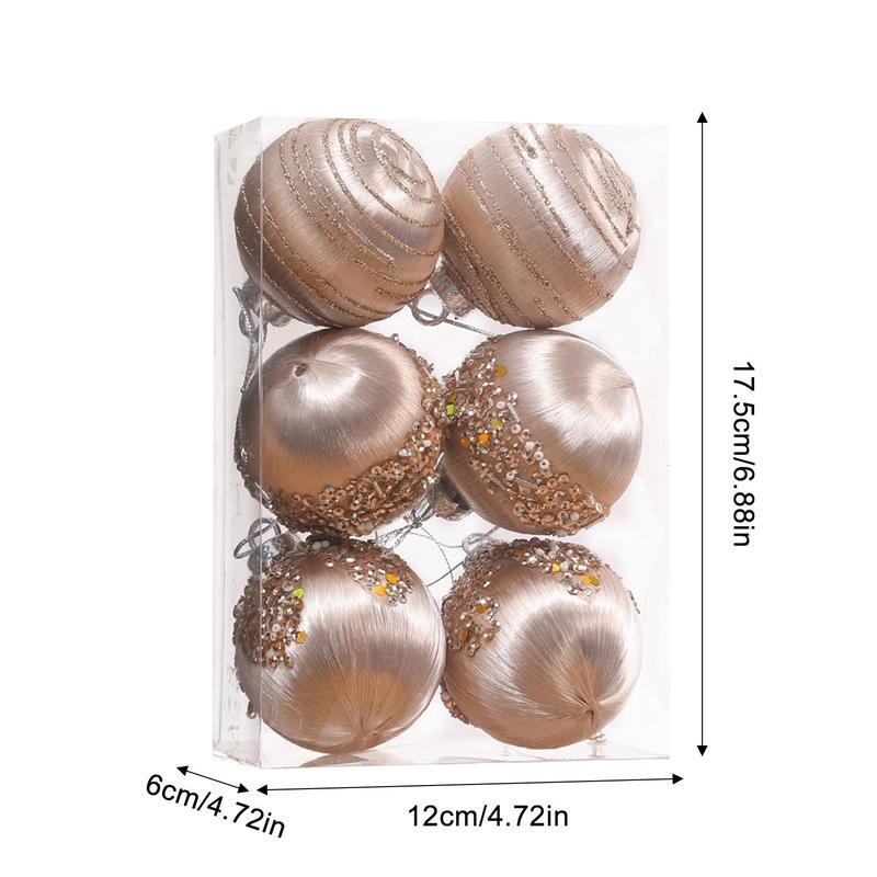 Minge de decor pentru brad de Crăciun Mingi de Crăciun irezistibile Ornamente Set de catifea cu șir metalic 6 buc Kit bile de Crăciun pentru piscină