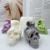 Halloween Silikonski kalup za zmijsku lubanju, svijeću, 3D ručno rađen gipsani sapun, kalup od epoksidne smole, kalup za pečenje, rukotvorine, darove