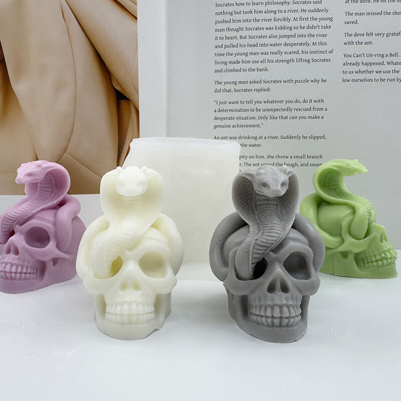 Halloween Silikonski kalup za zmijsku lubanju, svijeću, 3D ručno rađen gipsani sapun, kalup od epoksidne smole, kalup za pečenje, rukotvorine, darove