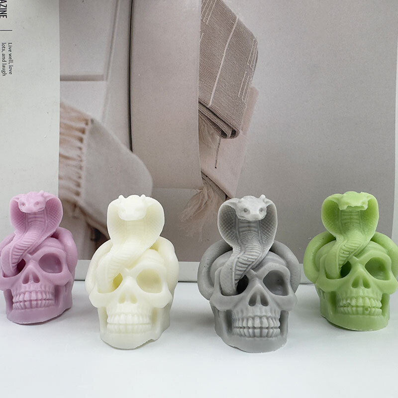 Halloween Silikonski kalup za zmijsku lubanju, svijeću, 3D ručno rađen gipsani sapun, kalup od epoksidne smole, kalup za pečenje, rukotvorine, darove