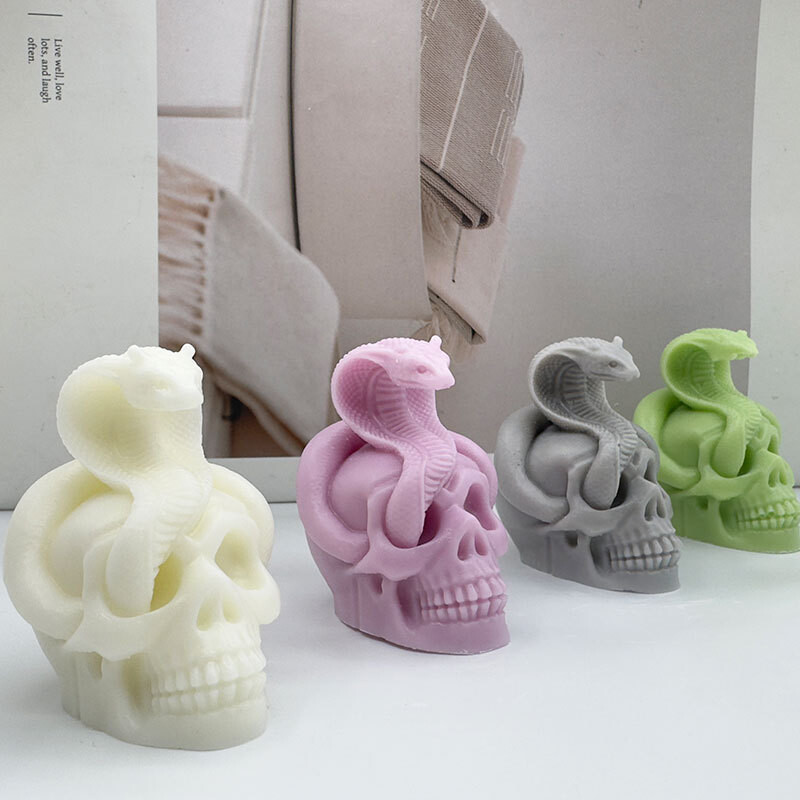 Halloween Silikonski kalup za zmijsku lubanju, svijeću, 3D ručno rađen gipsani sapun, kalup od epoksidne smole, kalup za pečenje, rukotvorine, darove