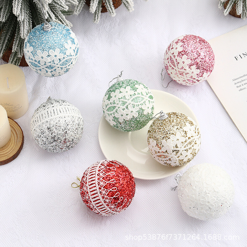 8cm/9gab. 2024 Zaļie Ziemassvētki Krāsainas Bumbiņas Spīdīgas Bumbas Ballītes Ziemassvētku Ballīte Piekārti Rotājumi Mājas Kāzu Rotājumi Scene