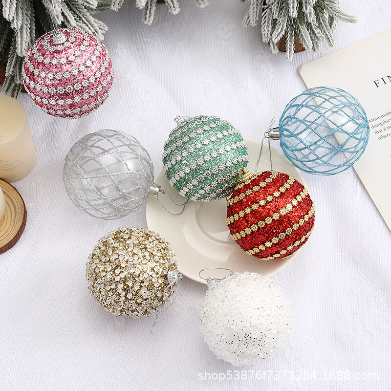 8cm/9gab. 2024 Zaļie Ziemassvētki Krāsainas Bumbiņas Spīdīgas Bumbas Ballītes Ziemassvētku Ballīte Piekārti Rotājumi Mājas Kāzu Rotājumi Scene