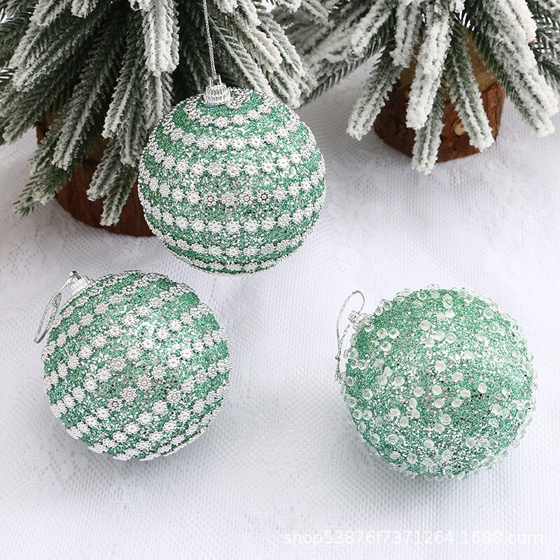 8cm/9gab. 2024 Zaļie Ziemassvētki Krāsainas Bumbiņas Spīdīgas Bumbas Ballītes Ziemassvētku Ballīte Piekārti Rotājumi Mājas Kāzu Rotājumi Scene