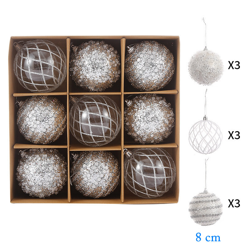 8cm/9gab. 2024 Zaļie Ziemassvētki Krāsainas Bumbiņas Spīdīgas Bumbas Ballītes Ziemassvētku Ballīte Piekārti Rotājumi Mājas Kāzu Rotājumi Scene