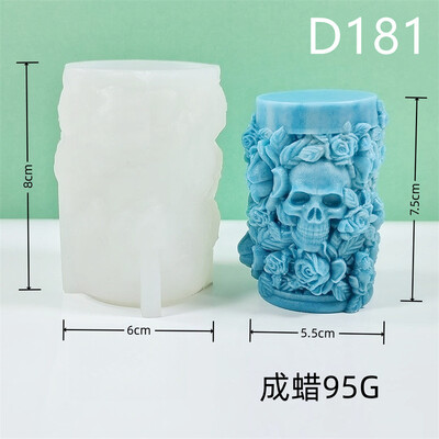 3D galvaskausa galvas cilindra sveces silikona veidnes rozes galvaskausa galvas šokolādes silikona veidnes ziepju veidnes Helovīna dekors