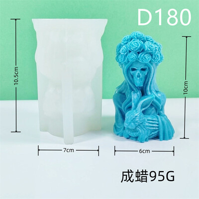 3D galvaskausa galvas cilindra sveces silikona veidnes rozes galvaskausa galvas šokolādes silikona veidnes ziepju veidnes Helovīna dekors